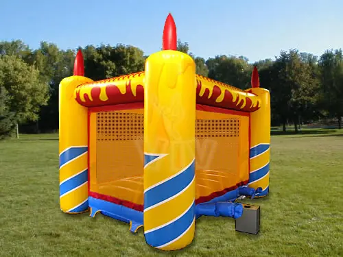 Clown cake roofed inflatable bounce