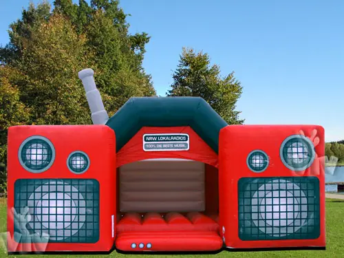 Radio themed roofed inflatable bounce
