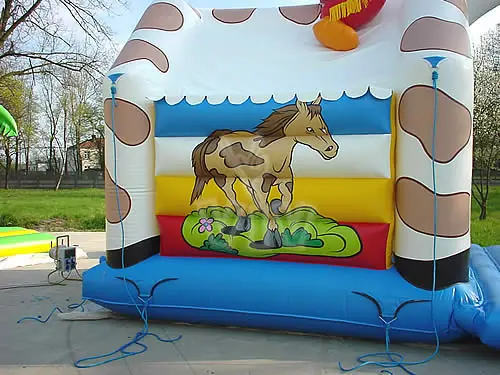 Cowboy roofed inflatable bounce