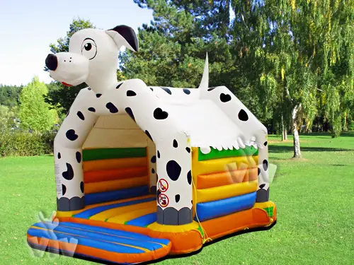 Dalmatian roofed inflatable bounce