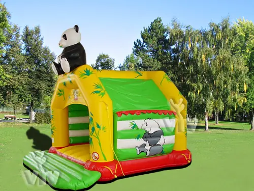 Panda roofed inflatable bounce