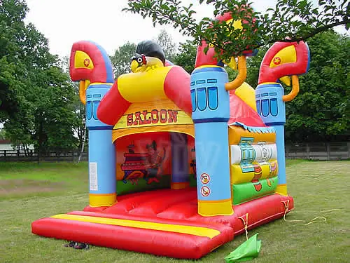 Saloon roofed inflatable bounce