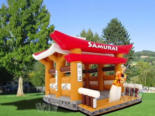 Samurai roofed inflatable bounce