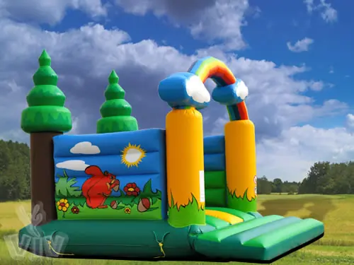 Forest themed open-top inflatable castle