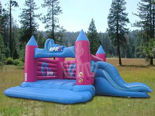 Open-top inflatable castle with slide