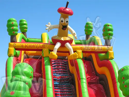 Apple core-shaped inflatable slide