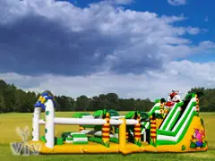 Jungle-themed inflatable slide with active play centre