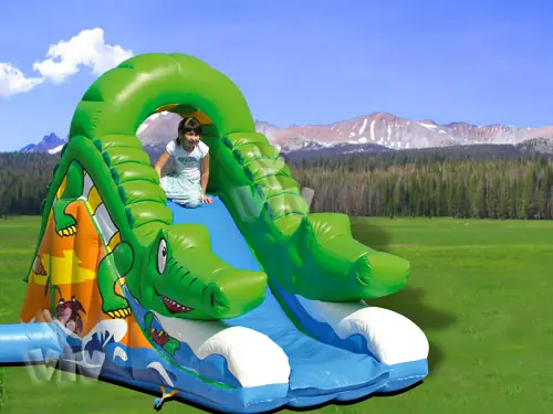 Crocodile-shaped inflatable slide