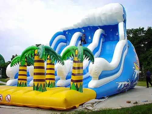 Wave-shaped inflatable slide
