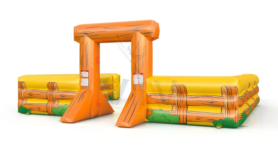 Fence to the Bounce Cow commercial inflatable action game