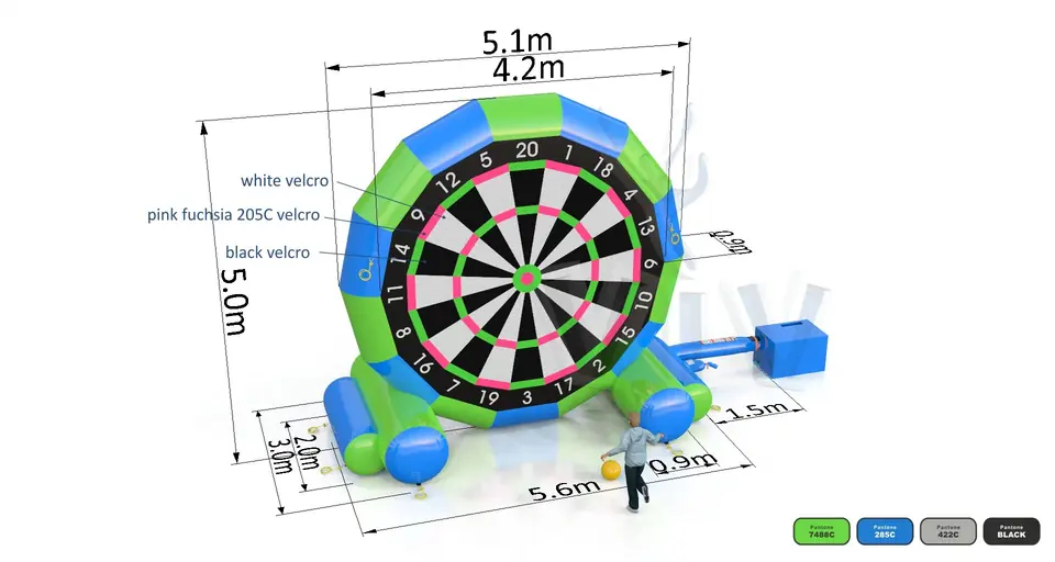 Foot darts with 2 balls commercial inflatable action game
