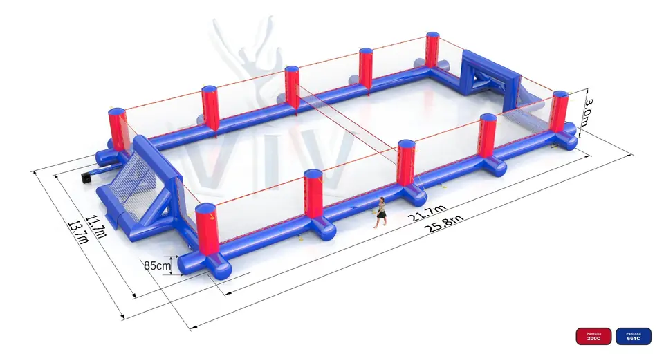 Football field with fence commercial inflatable action game