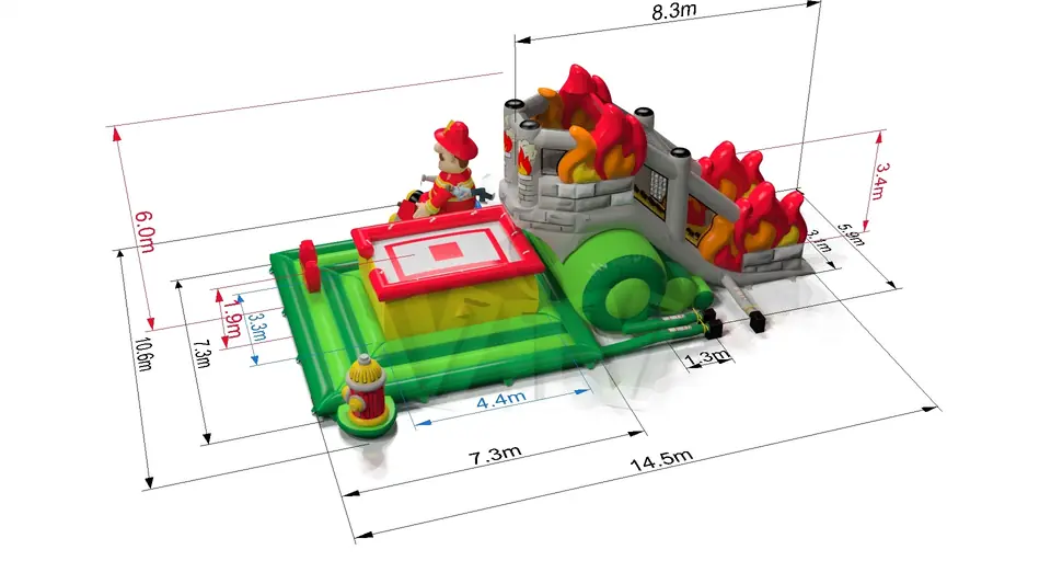 Jumping Tower Fire Brigade commercial inflatable action game