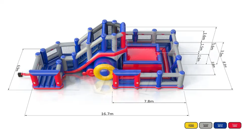 Jumping Tower L with fence commercial inflatable action game