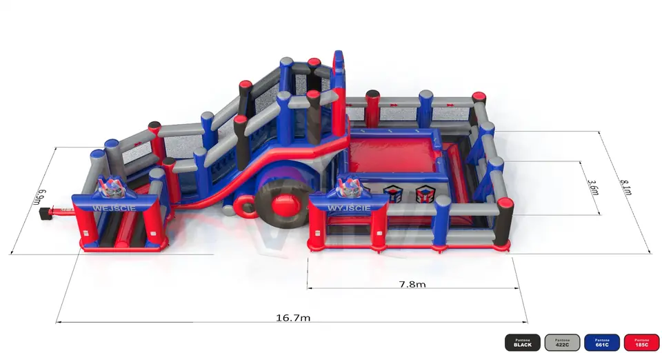 Jumping Tower L with fence Robot commercial inflatable action game