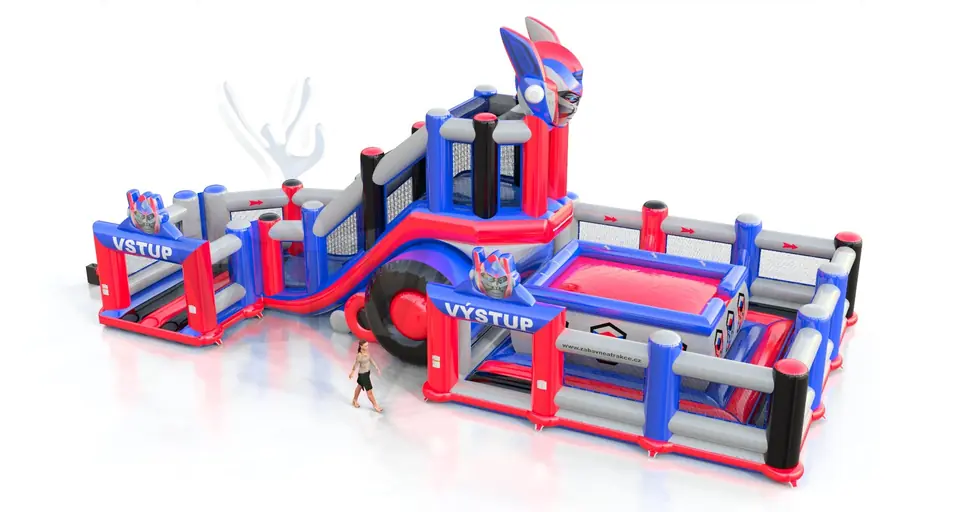 Jumping Tower L with fence Robot commercial inflatable action game