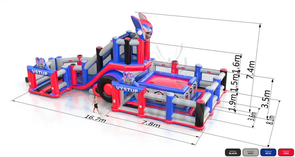 Jumping Tower L with fence Robot commercial inflatable action game