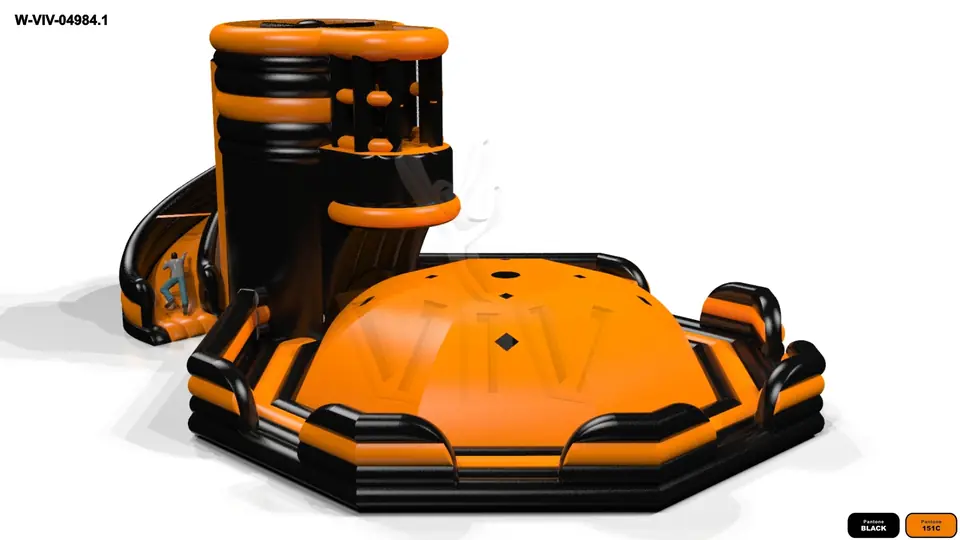 Tower with cushion Black and Orange commercial inflatable action game