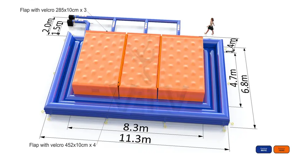 Triple jump cushion for trampoline commercial inflatable action game