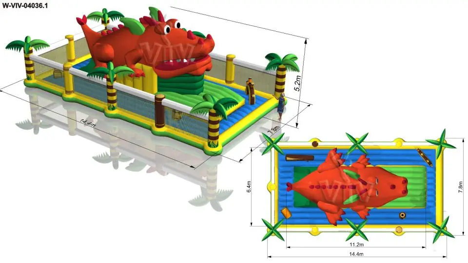 Active Center Dragon 14.4 x 7.8 x 5.2 m commercial inflatable active center