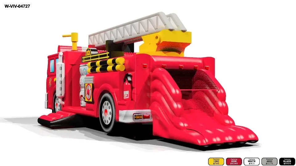 Active Center Fire truck with slide commercial inflatable active center
