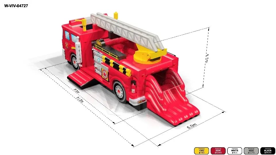Active Center Fire truck with slide commercial inflatable active center