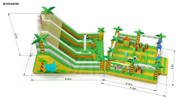 Active Center with slide Jungle 15.2 x 7.3 x 6.7 m commercial inflatable active center