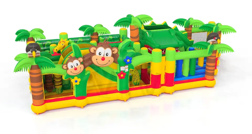 Crocodile swallower with fence II commercial inflatable active center