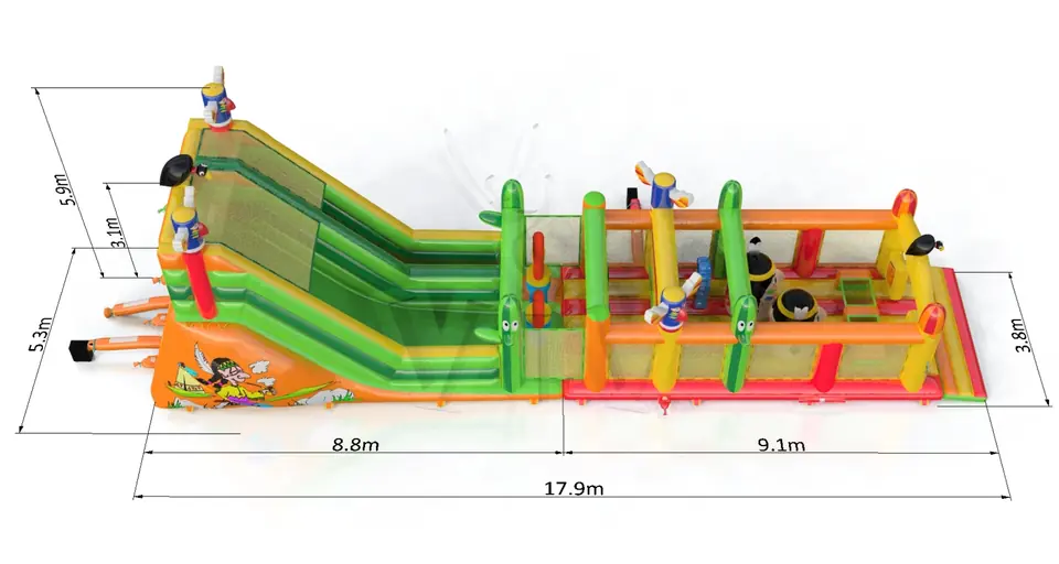 Slide Saloon with Active Center commercial inflatable active center