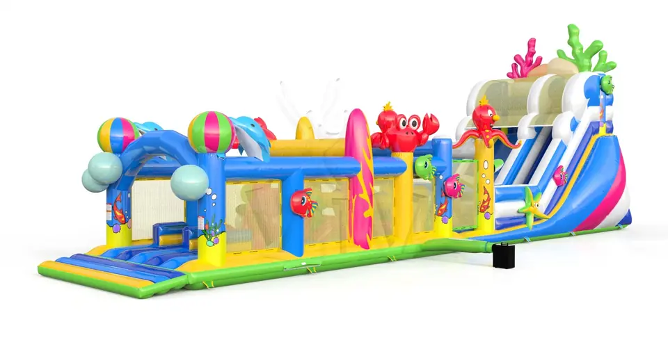 Slide with Active Center Underwater World commercial inflatable active center