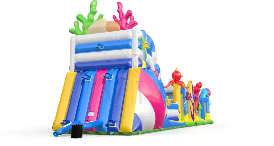 Slide with Active Center Underwater World commercial inflatable active center