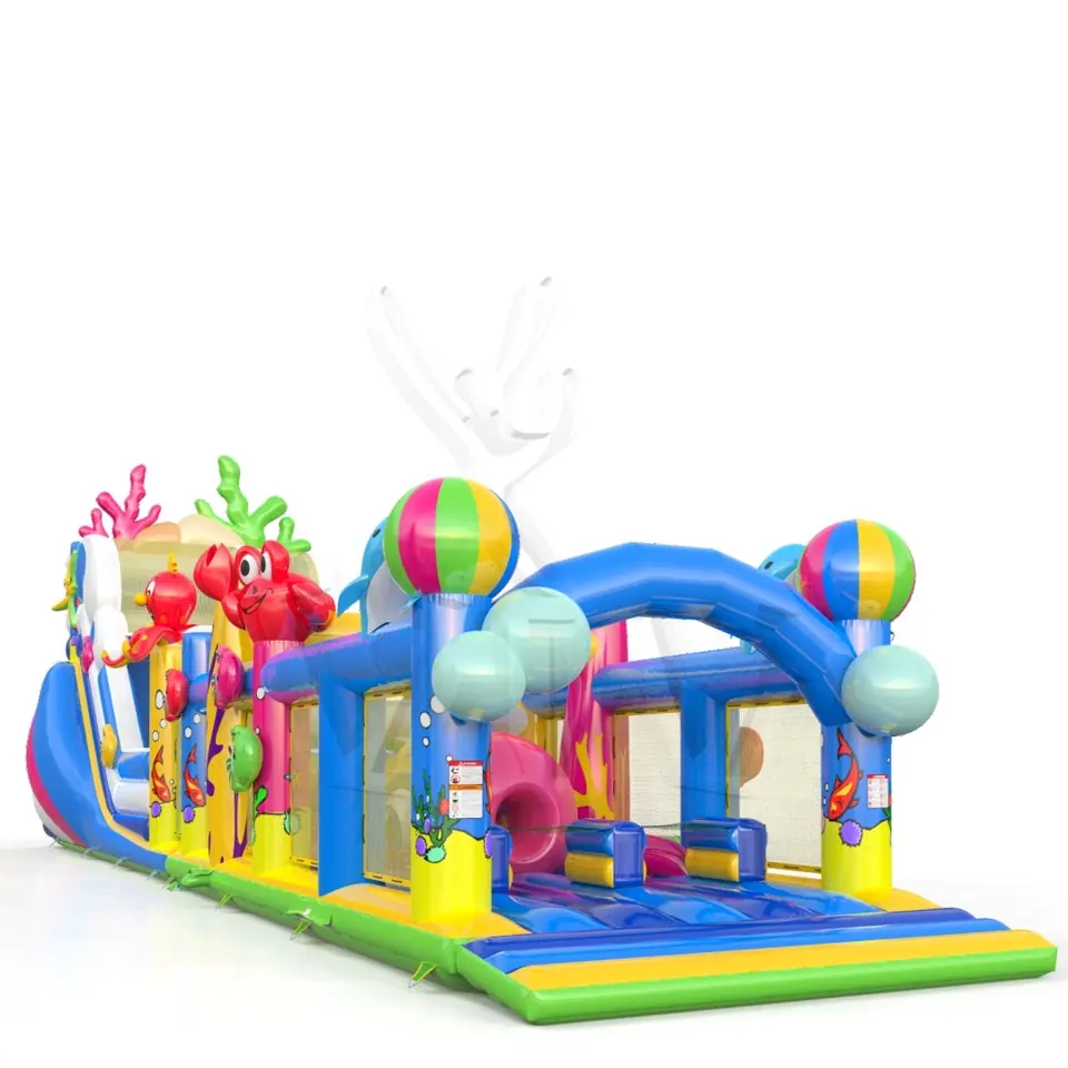 Slide with Active Center Underwater World commercial inflatable active center