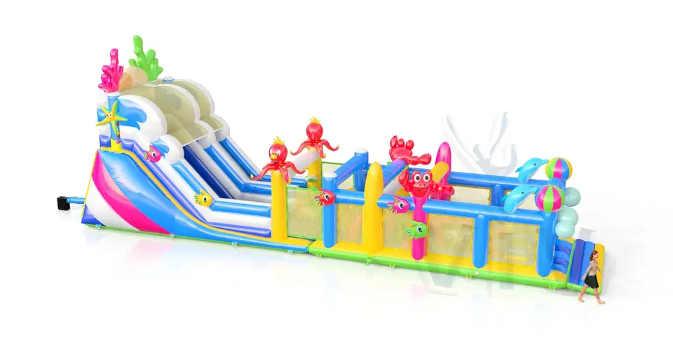 Slide with Active Center Underwater World commercial inflatable active center