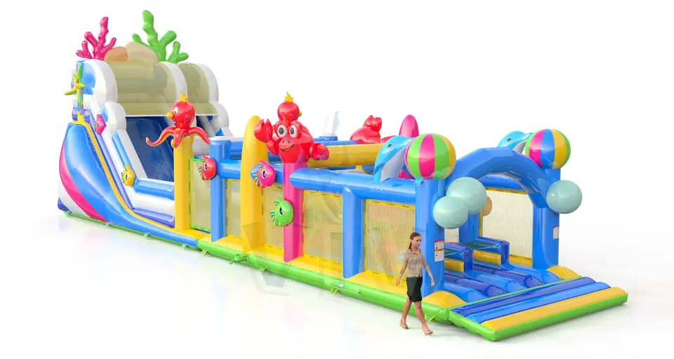 Slide with Active Center Underwater World commercial inflatable active center