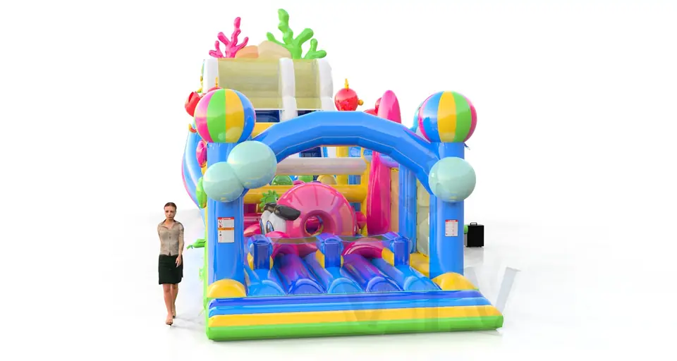 Slide with Active Center Underwater World commercial inflatable active center