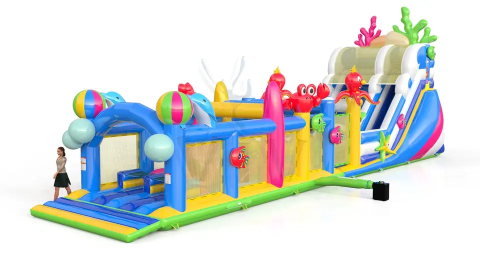 Slide with Active Center Underwater World commercial inflatable active center