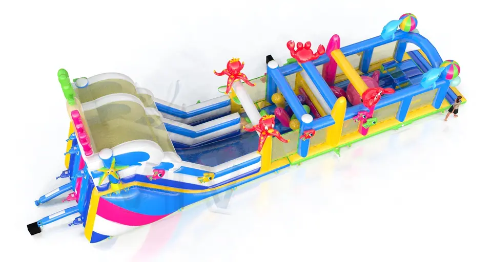 Slide with Active Center Underwater World commercial inflatable active center