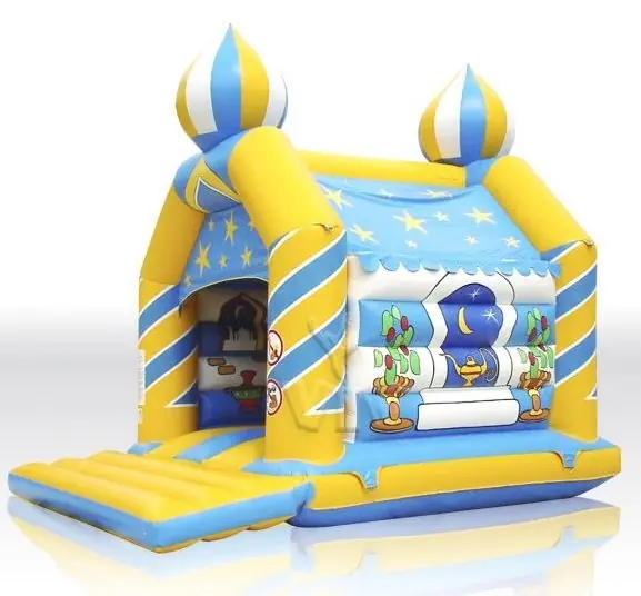 Aladdin (Genie) with flames 4 x 3 m with roof and figures commercial inflatable bounce
