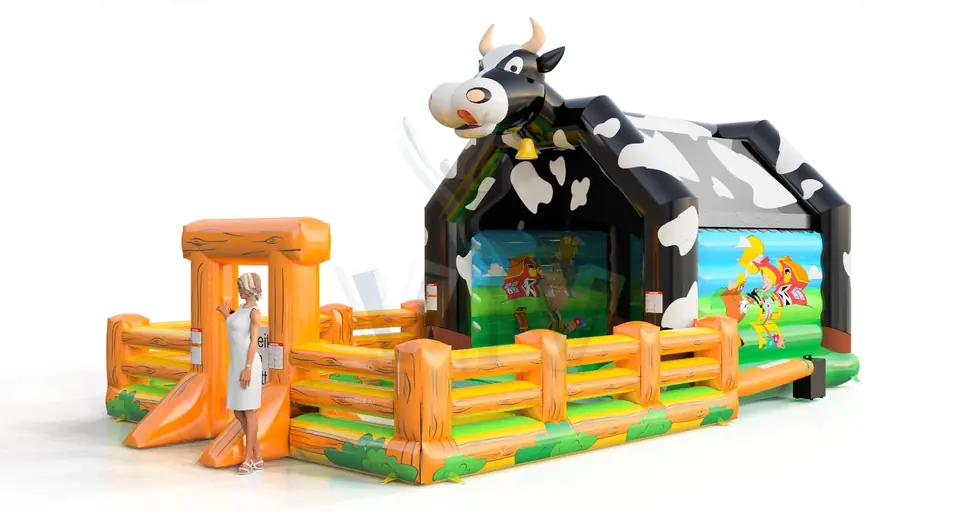 Bounce Cow with fence commercial inflatable bounce