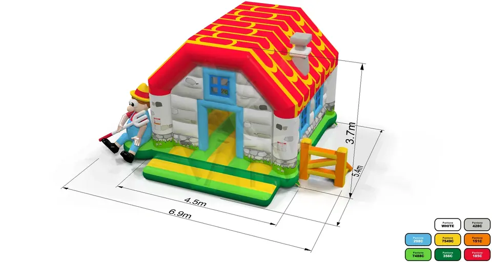 Bounce Farmhouse with roof commercial inflatable bounce