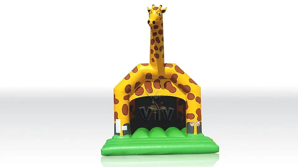 Bounce Giraffe 5 x 4 m with roof and figures commercial inflatable bounce