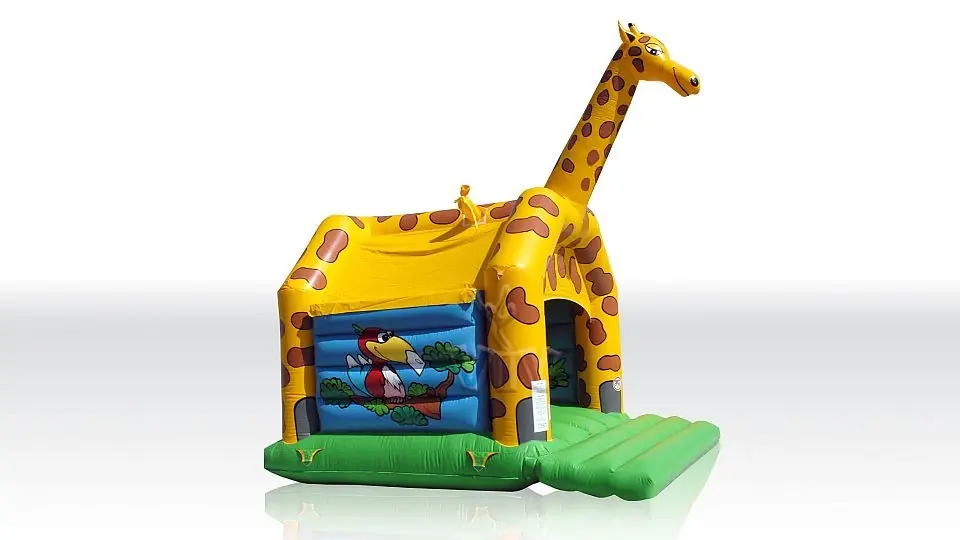 Bounce Giraffe 5 x 4 m with roof and figures commercial inflatable bounce