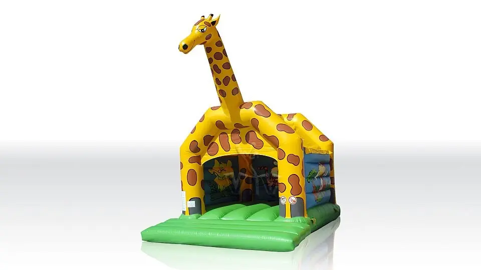 Bounce Giraffe 5 x 4 m with roof and figures commercial inflatable bounce