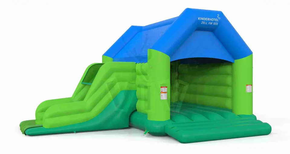 Bounce L with roof and slide commercial inflatable bounce