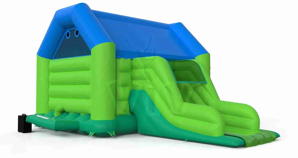 Bounce L with roof and slide commercial inflatable bounce
