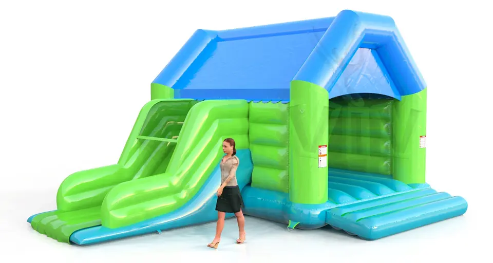 Bounce L with roof and slide commercial inflatable bounce