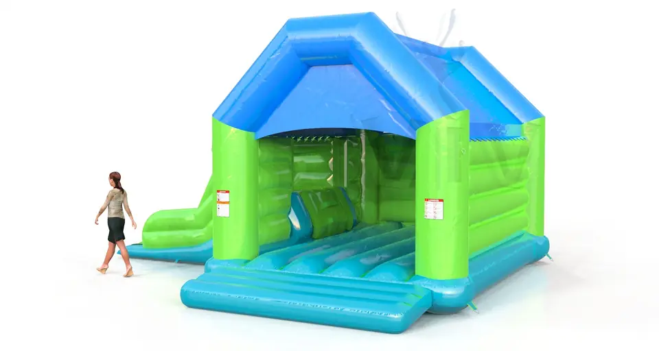 Bounce L with roof and slide commercial inflatable bounce