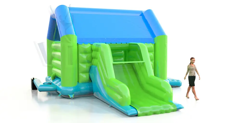 Bounce L with roof and slide commercial inflatable bounce