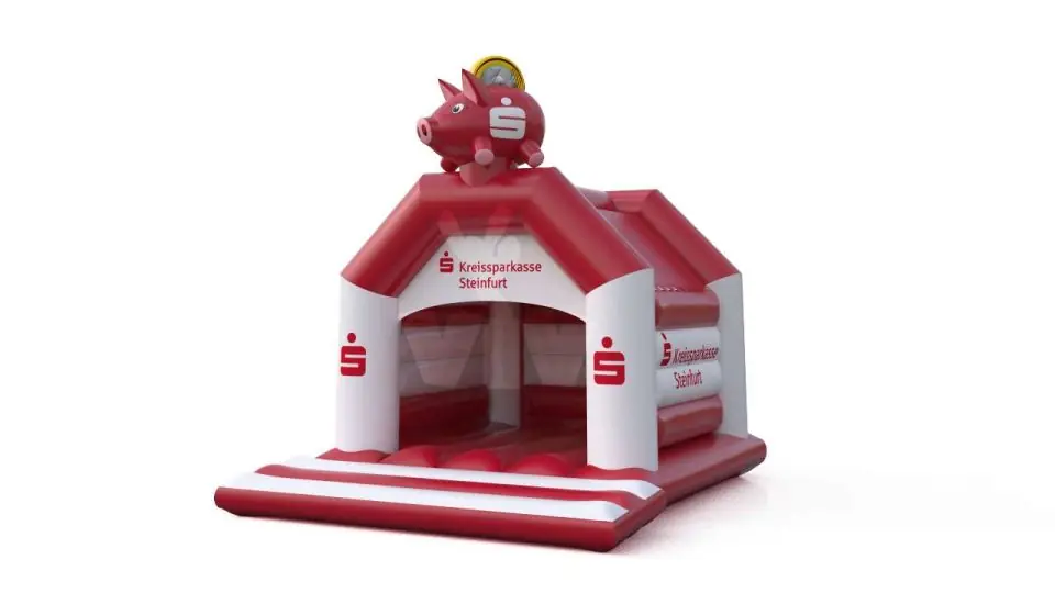 Bounce "Sparkasse" with roof - Collection Sparkasse commercial inflatable bounce