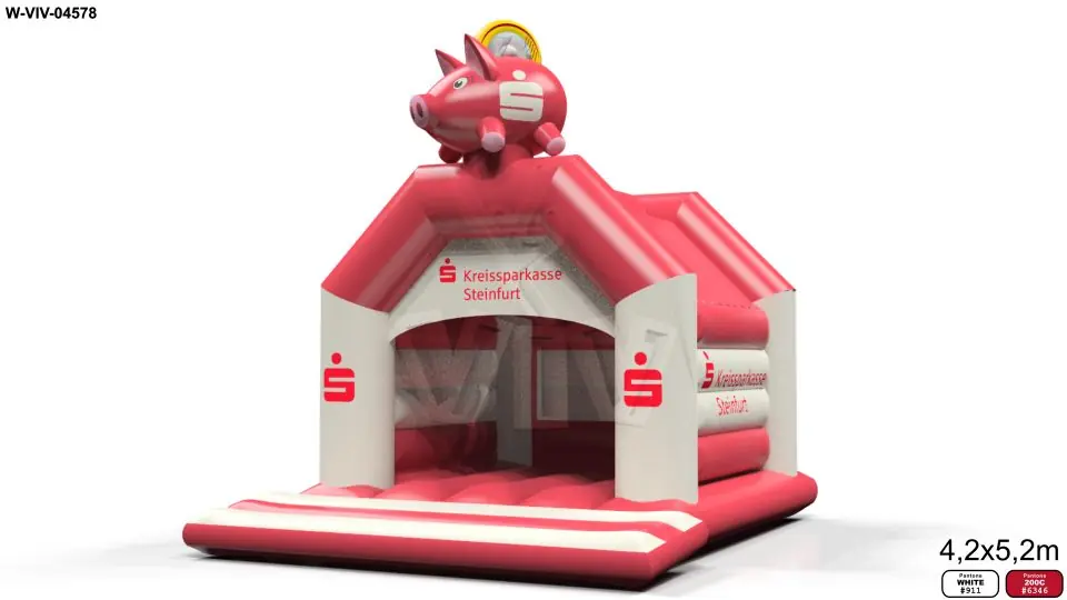 Bounce "Sparkasse" with roof - Collection Sparkasse commercial inflatable bounce